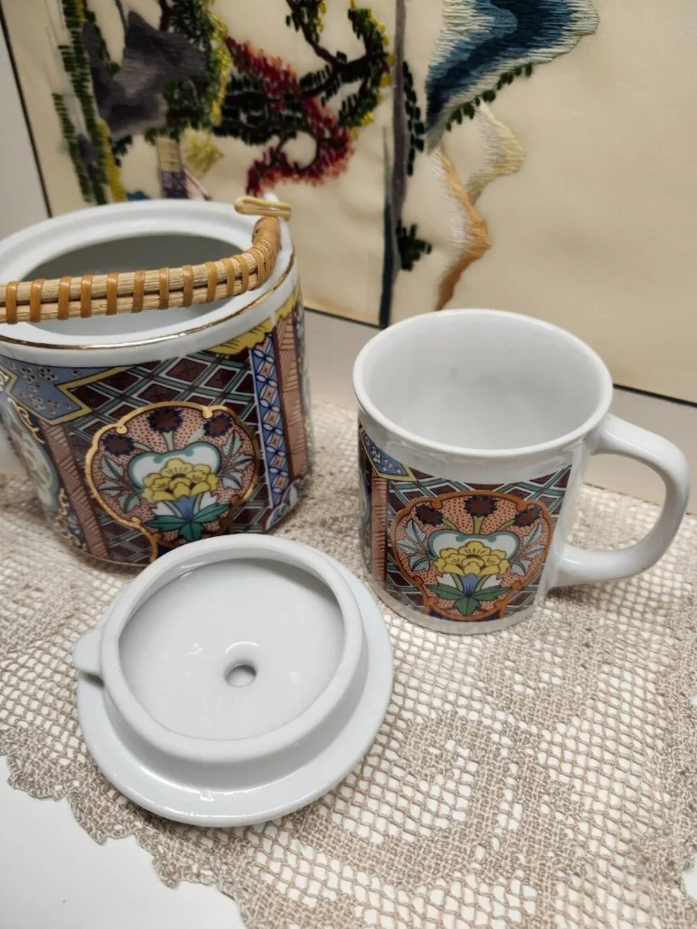 Imari Ware Teapot & Mug Set National Silver Co Nagoya Japan Vintage